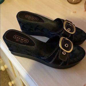 Coach Black and Gold Sandals